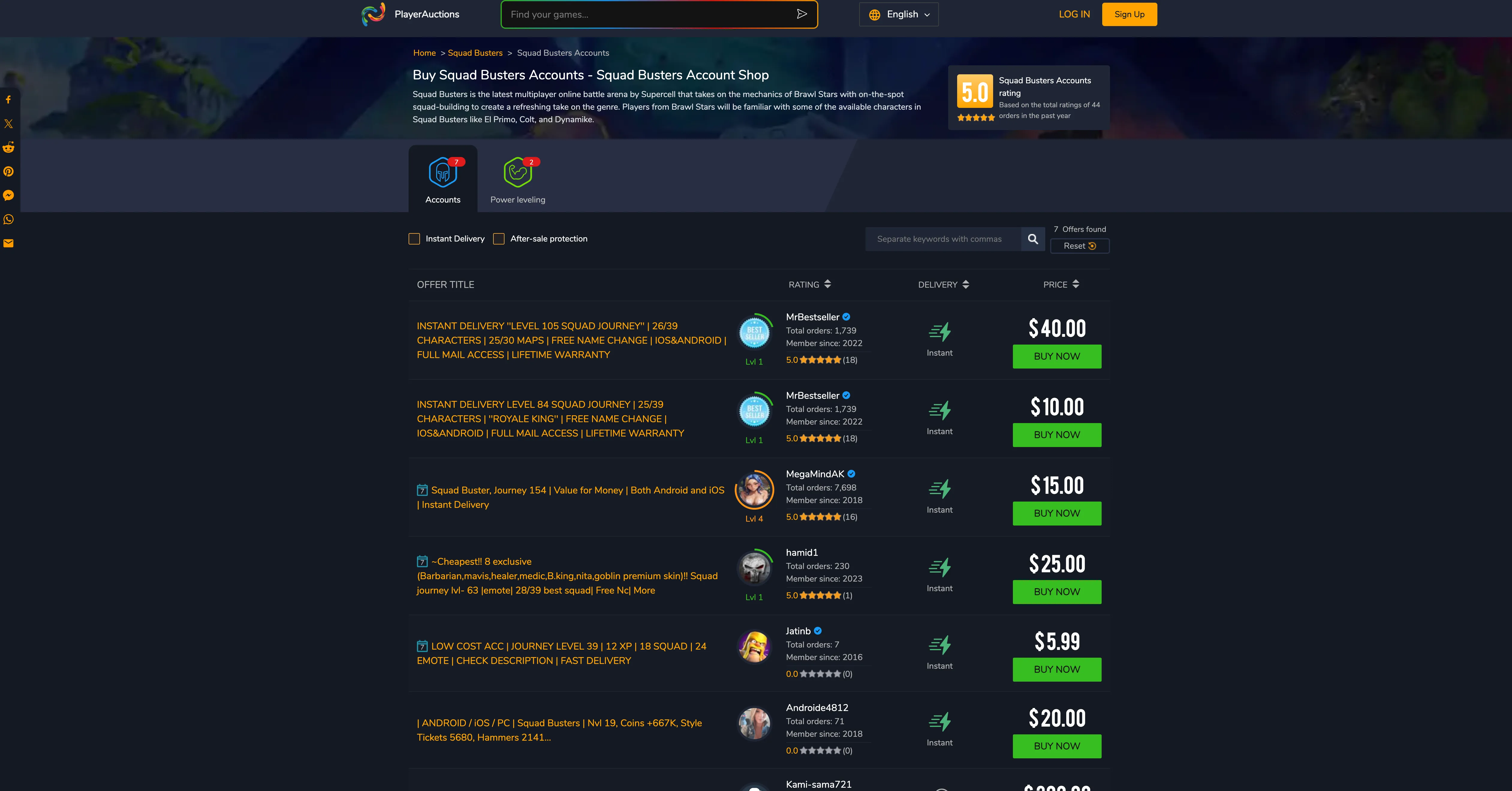 PlayerAuctions squad busters